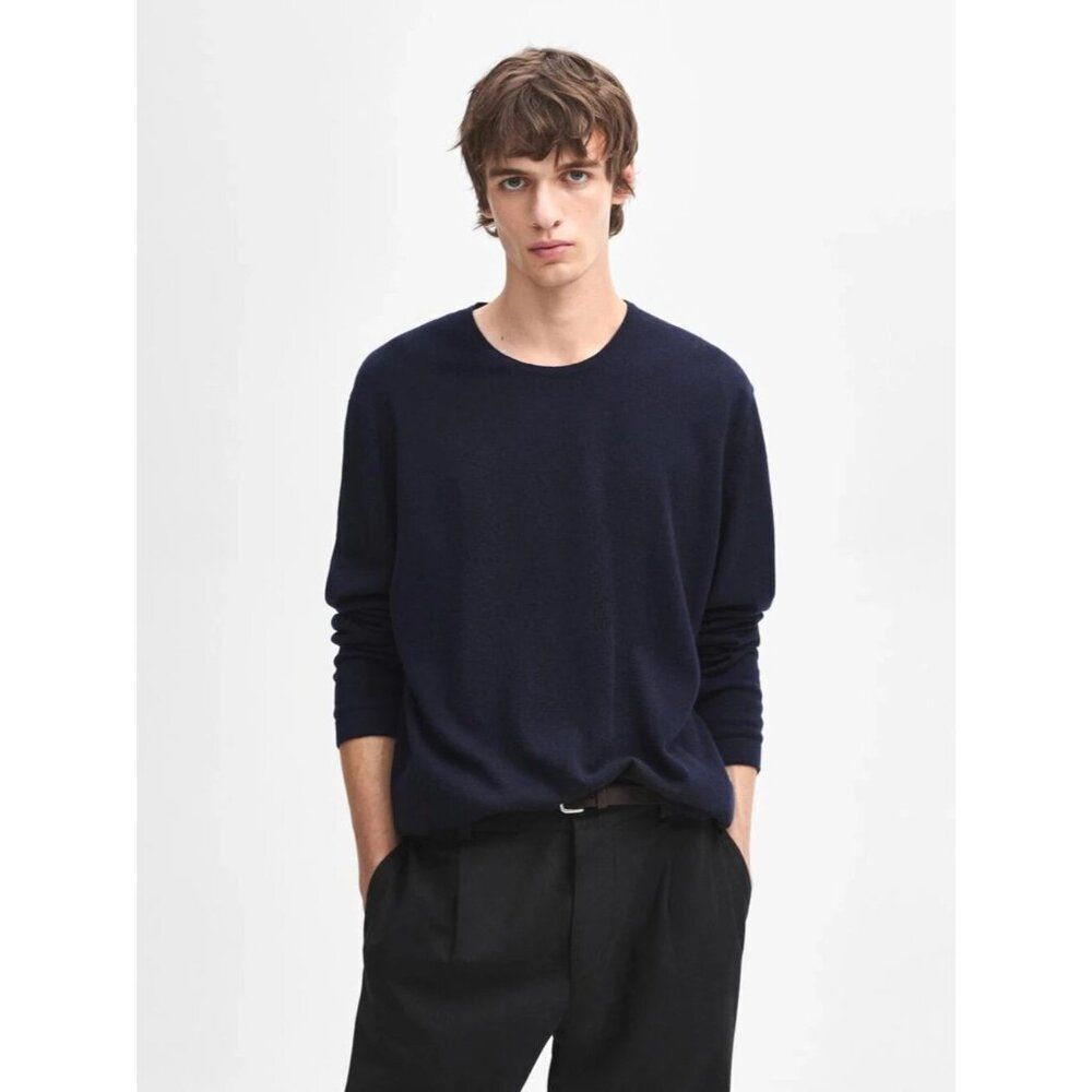 Massimo Dutti Mens 100 Cashmere Sweater XL Blue Long Sleeve 0908/333 NWT